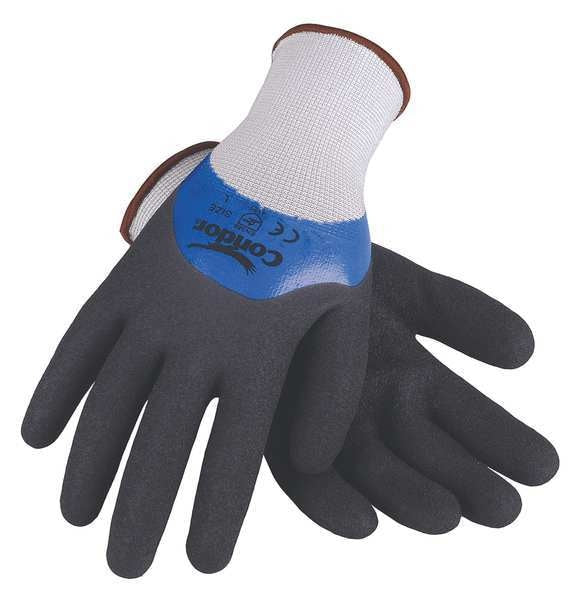 Nitrile Coated Gloves, 3/4 Dip Coverage, Black/Blue, M, PR