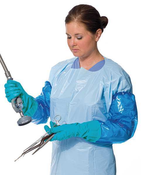 Sleeve Gloves, Nitrile, Polyolefin, Powder Free, Blue, Green, S, 1 PR