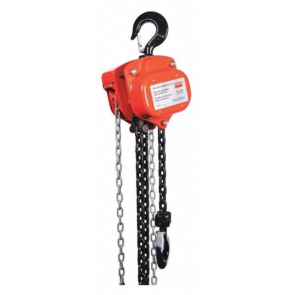 Manual Chain Hoist, 4000 lb., Lift 10 ft.
