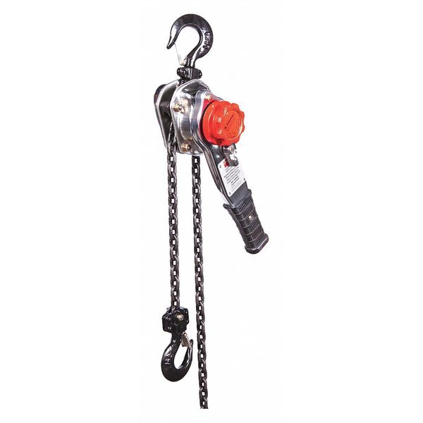 Lever Chain Hoist, 1,500 lb Load Capacity, 10 ft Hoist Lift, 29/32 in Hook Opening