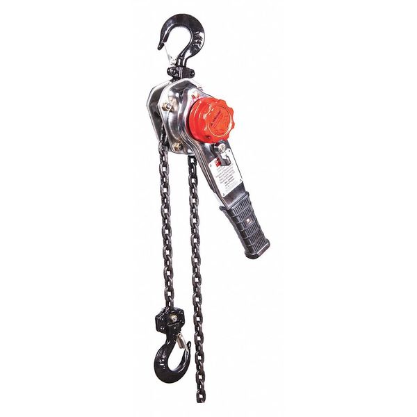 Lever Chain Hoist, 1,500 lb Load Capacity, 5 ft Hoist Lift, 29/32 in Hook Opening