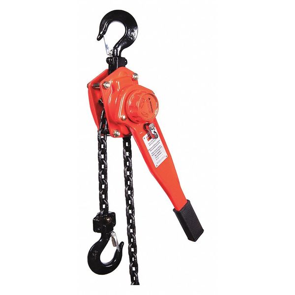Lever Chain Hoist, 3,000 lb Load Capacity, 20 ft Hoist Lift, 1 7/64 in Hook Opening