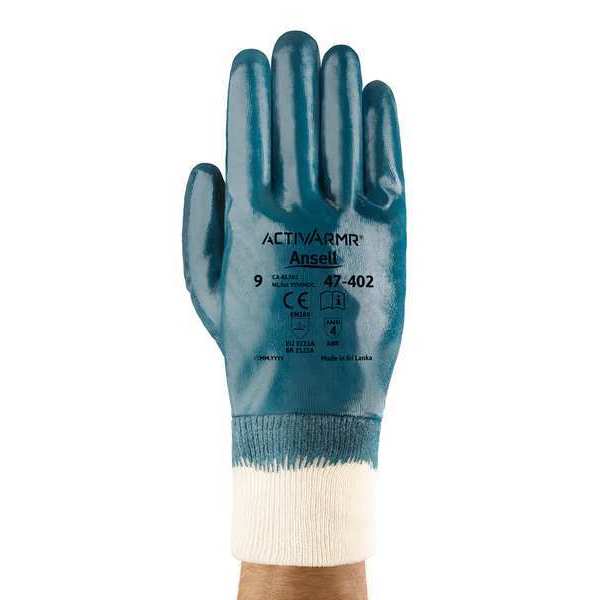 Nitrile Coated Gloves, Full Coverage, Blue, L, PR