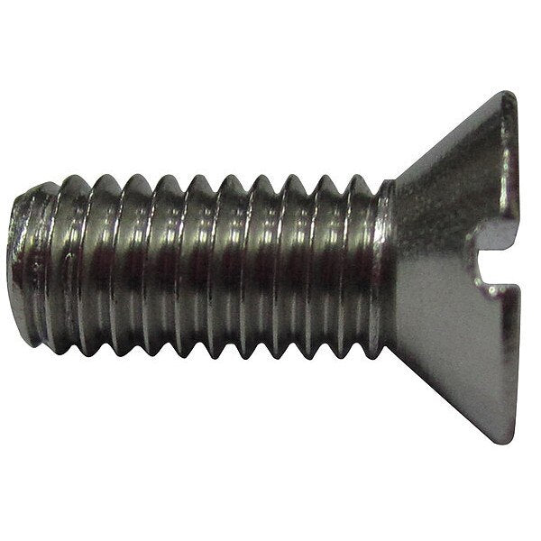 #12-24 x 1/2 in Slotted Flat Machine Screw, Plain 18-8 Stainless Steel, 100 PK