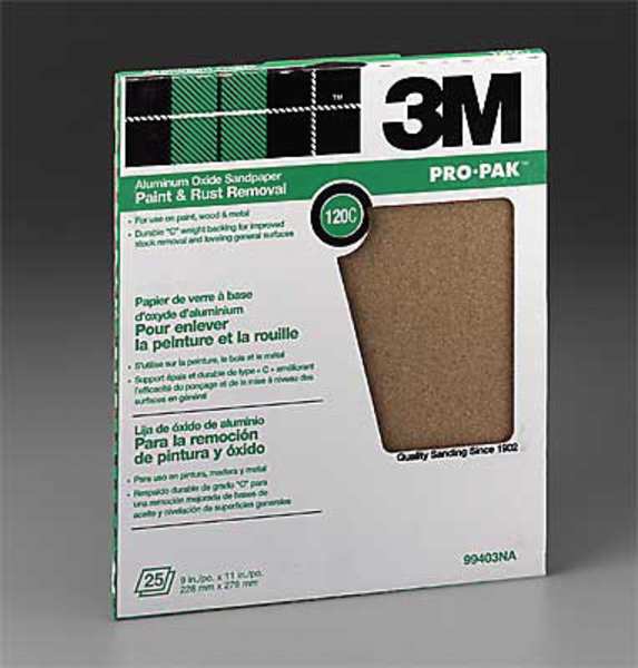 Sanding Sheet, 11x9 In, 120 G, AlO, PK250