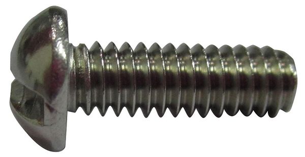 #10-32 x 1/4 in Slotted Round Machine Screw, Plain 18-8 Stainless Steel, 100 PK