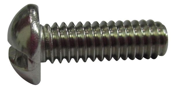 #10-32 x 1/2 in Slotted Round Machine Screw, Plain 18-8 Stainless Steel, 100 PK