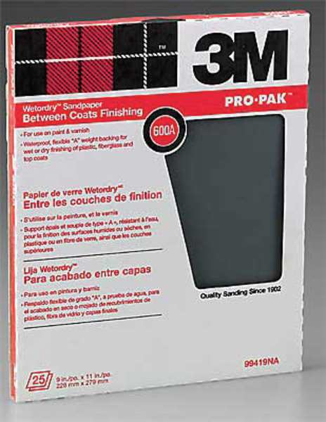 Sanding Sheet, 11x9 In, 600 G, SC, PK250