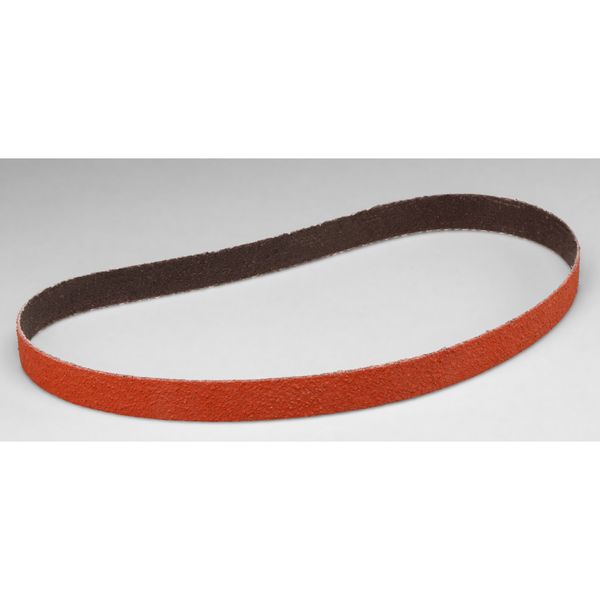 Sanding Belt, Coated, 3/4 in W, 18 in L, 120 Grit, Fine, Ceramic, 777F, Orange