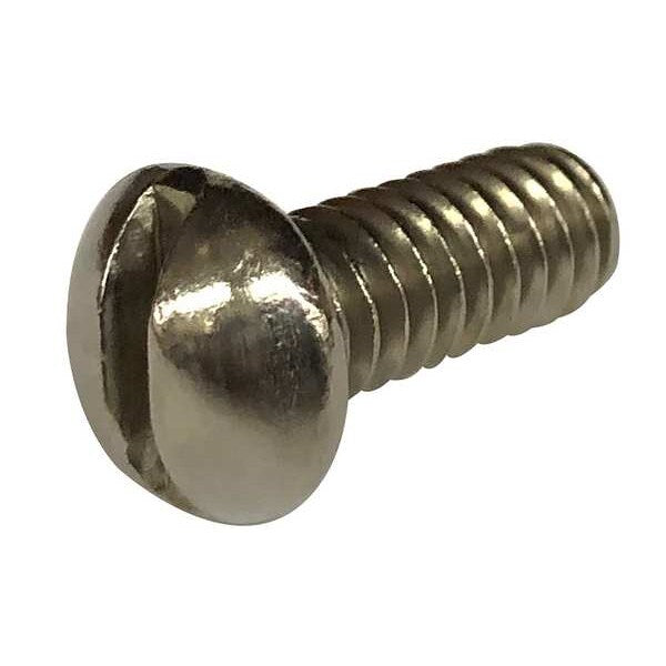 #10-32 x 1 in Slotted Round Machine Screw, Plain Stainless Steel, 100 PK