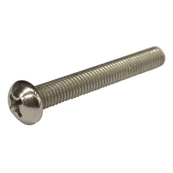 #10-32 x 1 in Phillips Round Machine Screw, Plain 18-8 Stainless Steel, 100 PK