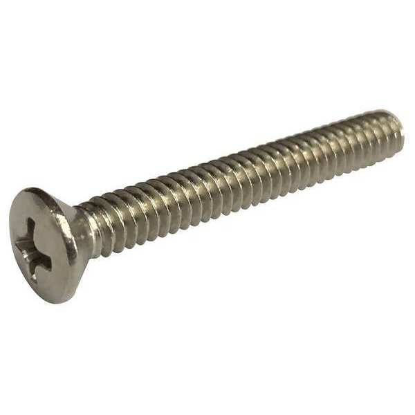 #10-32 x 1 in Phillips Oval Machine Screw, Plain Stainless Steel, 100 PK
