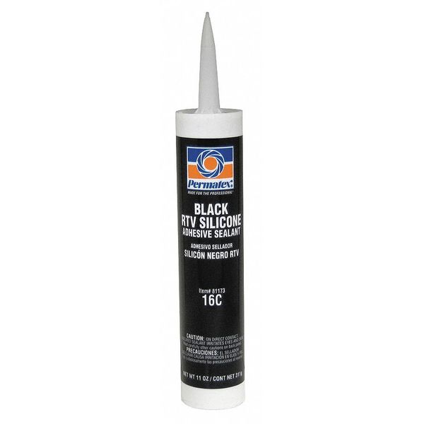 Multipurpose RTV Silicone Sealant, 12.9 oz, Black, Temp Range -75 to 450 Degrees F