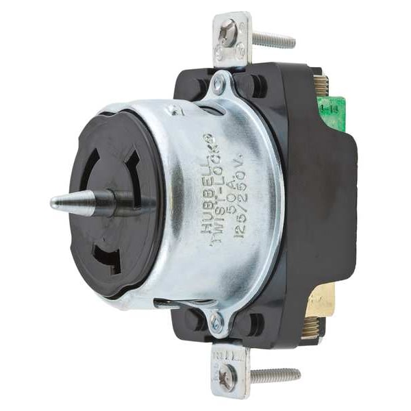 50A Twist-Lock Receptacle 2P 3W 250VAC BK