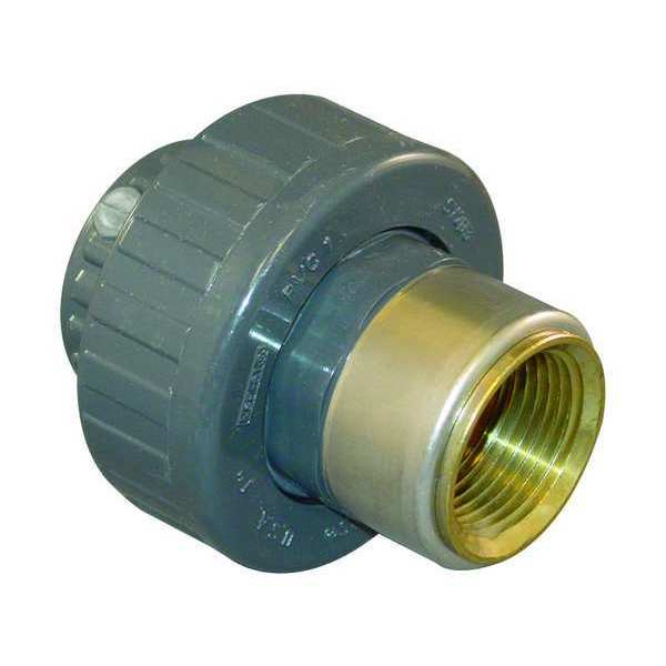 PVC, Brass Union, FNPT x Socket, 1-1/4 in Pipe Size