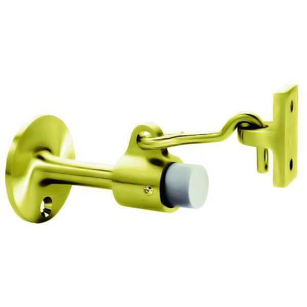 Hook-Style Door Holder, Cast Brass, Gold, 1-3/4