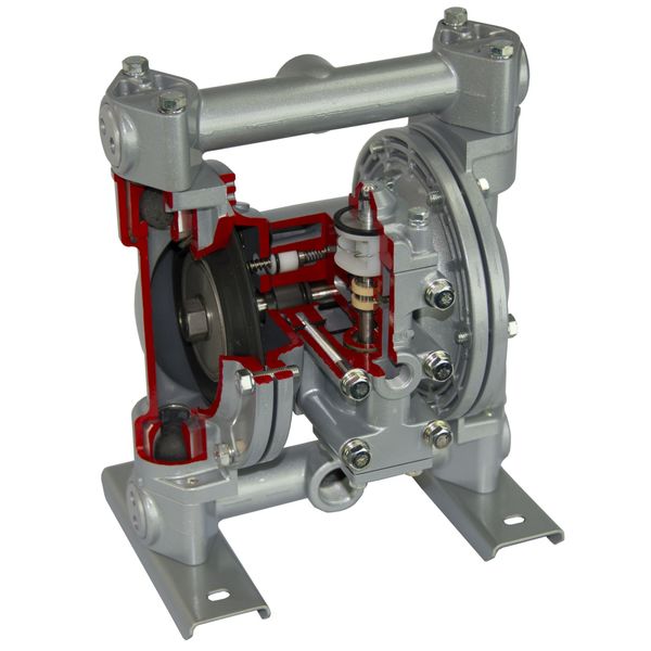 Double Diaphragm Pump, Aluminum, Air Operated, Santoprene, 49 GPM