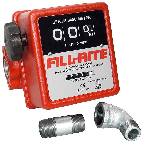 Pump Flow Meter, 3-Wheel, 3/4 In, 5-20 gal.