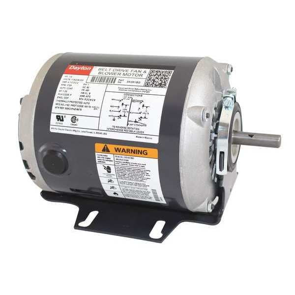 Split-Phase Belt Drive Motor, 1/4 HP, 48 Frame, 115/208-230V AC Voltage, 1,725 Nameplate RPM