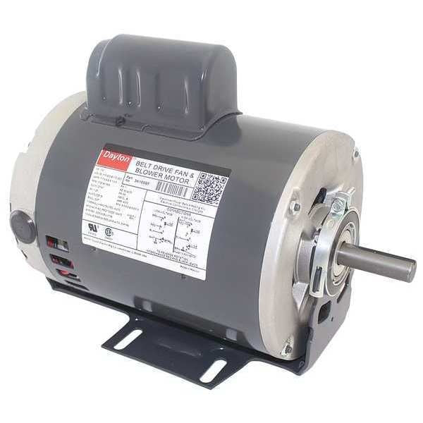 Capacitor-Start Belt Drive Motor, 1/2 HP, 115/230V AC Voltage, 56 Frame, 1,725 Nameplate RPM