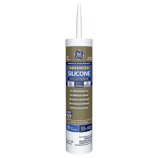 Window & Door Sealant, 10.1 oz, Cartridge, White, Silicone Base