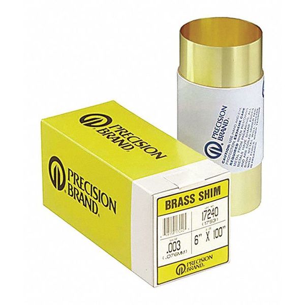 Shim Stock, Roll, Brass, 0.0200 In, 12 In