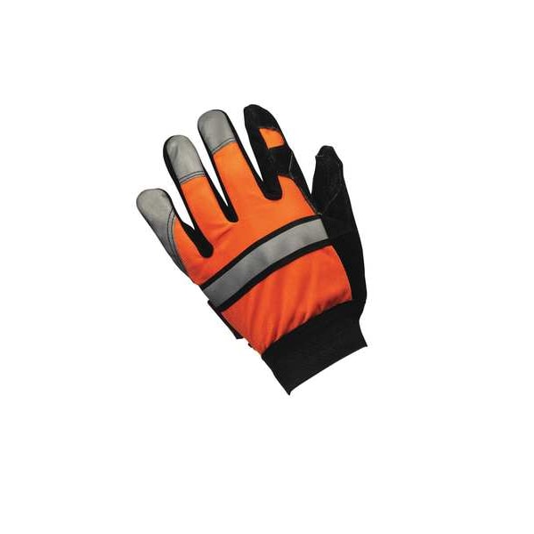 Leather Gloves, High Visibility Orange, S, PR
