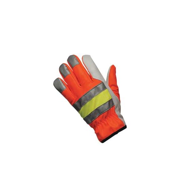Leather Gloves, High Visibility Orange, S, PR