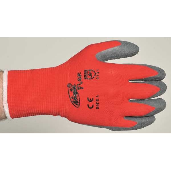 Latex Coated Gloves, Palm Coverage, Red/Gray, XL, PR