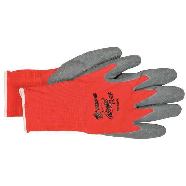 Latex Coated Gloves, Palm Coverage, Red/Gray, L, PR