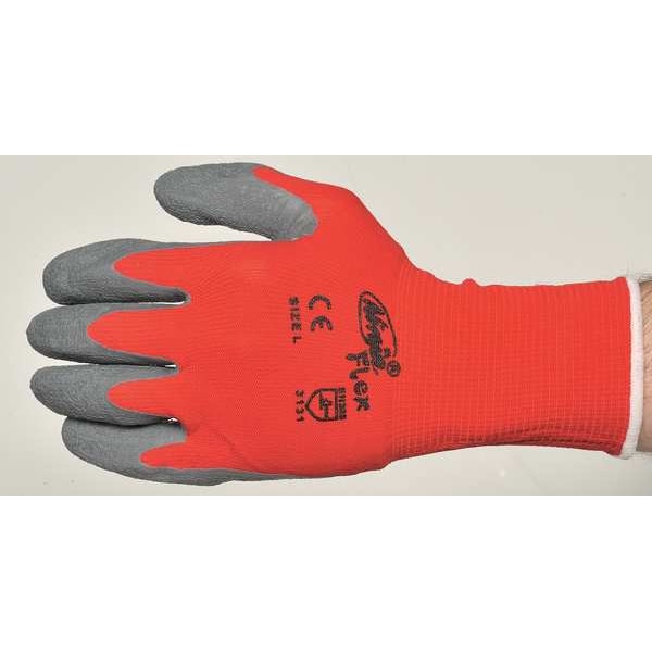 Latex Coated Gloves, Palm Coverage, Red/Gray, XL, PR