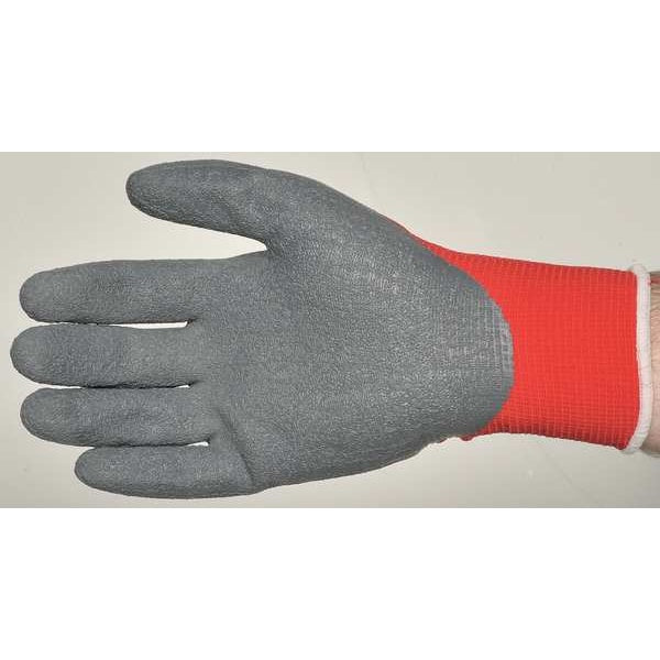 Latex Coated Gloves, Palm Coverage, Red/Gray, XL, PR