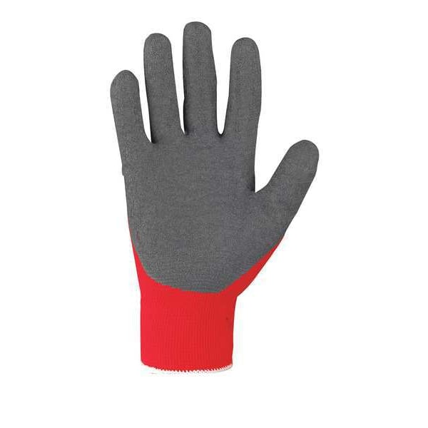 Latex Coated Gloves, Palm Coverage, Red/Gray, L, PR