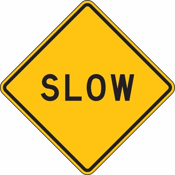Slow Traffic Sign, 24 in H, 24 in W, Aluminum, Diamond, English, LW8-12-24HA