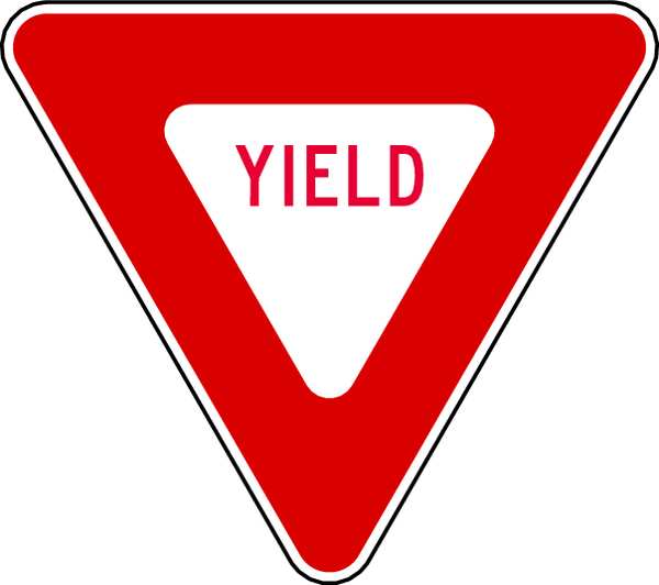 Yield Traffic Sign, 12 in Height, 12 in Width, Aluminum, Triangle, English