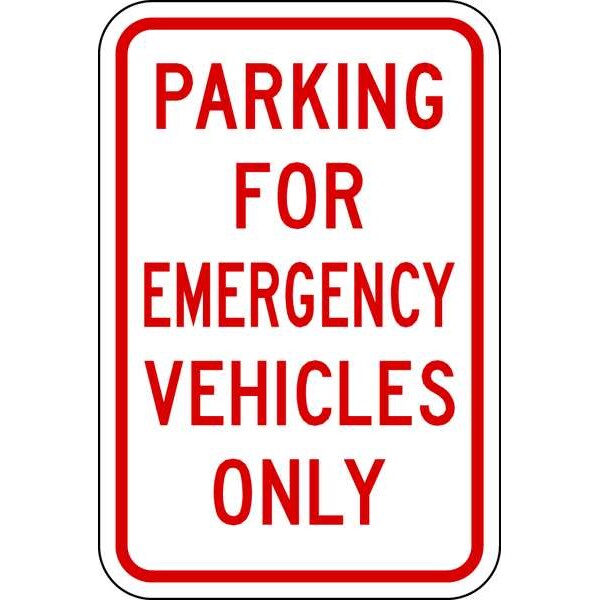 Emergency Vehicle Parking Sign, 18