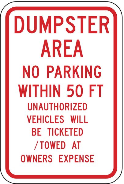 Dumpster No Parking Sign, 18