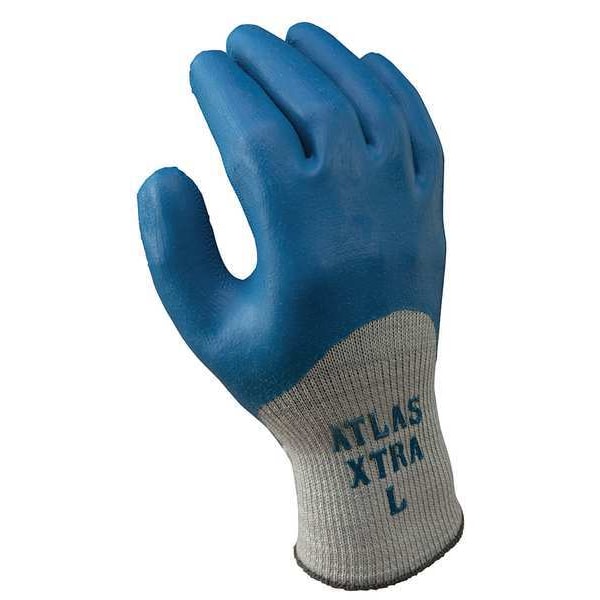 Natural Rubber Latex Coated Gloves, 3/4 Dip Coverage, Blue/Gray, XL, PR