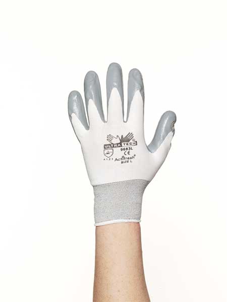 Polyurethane Coated Gloves, Palm Coverage, Gray, M, PR