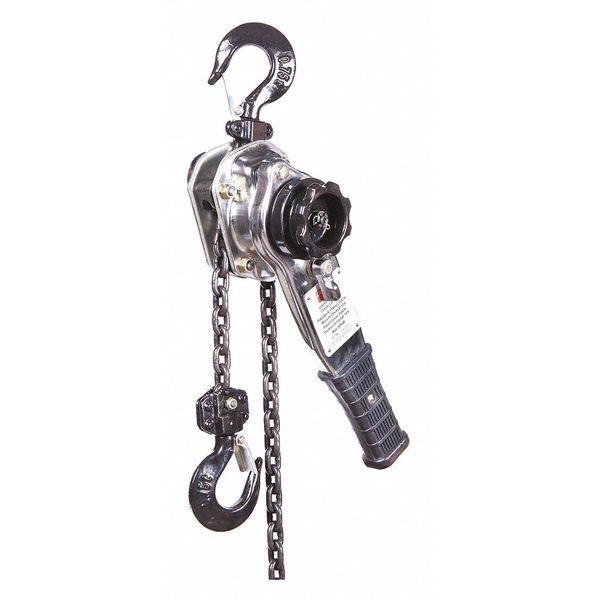 Lever Chain Hoist, 1,500 lb Load Capacity, 10 ft Hoist Lift, 29/32 in Hook Opening