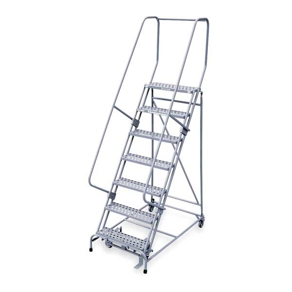 100 in H Steel Rolling Ladder, 7 Steps