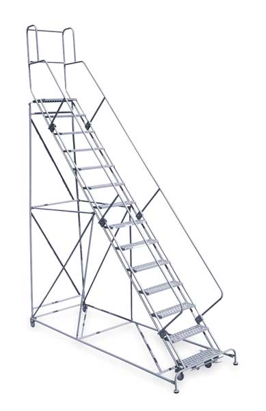 182 in H Steel Rolling Ladder, 14 Steps