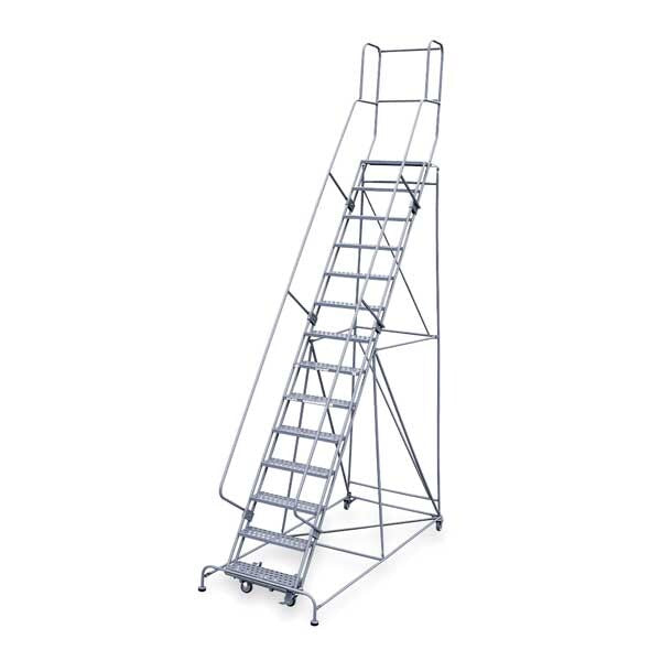 182 in H Steel Rolling Ladder, 14 Steps