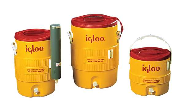 Beverage Dispenser, 3 gal Cooler Capacity, 14 in Exterior Ht, 13 1/2 in, Yellow