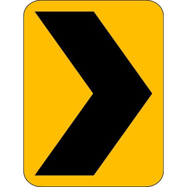 Chevron Symbol Traffic Sign, 18 in H, 12 in W, Aluminum, Vertical Rectangle, No Text, W1-8-12DA