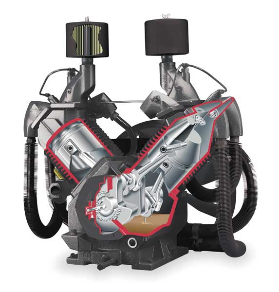 Air Compressor Pump, 20 hp, 25 hp, 30 hp, 2 Stage, 6.3333 qt Oil Capacity, 4 Cylinder