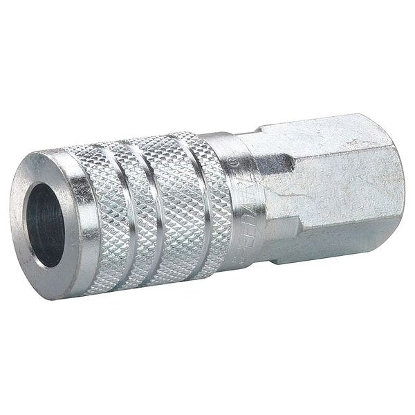 Quick Connect Hose Coupling, 1/4 in Body Sz, 1/4 in Hose Fitting Sz, Steel, Sleeve, Socket, 30E685