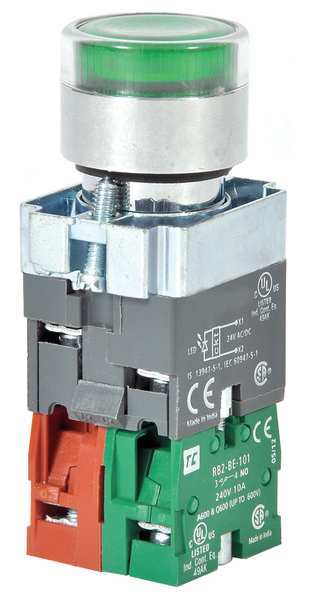 Illuminated Push Button, 22 mm, 1NO/1NC, Green