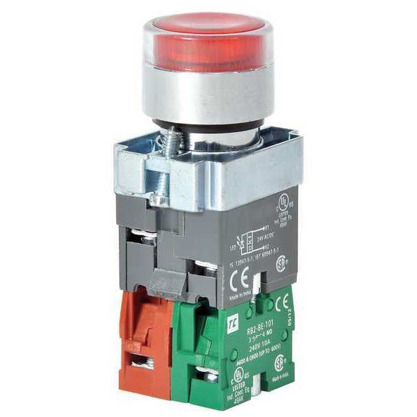 Illuminated Push Button, 22 mm, 1NO/1NC, Red