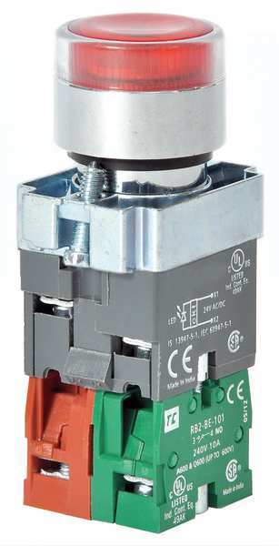Illuminated Push Button, 22 mm, 1NO/1NC, Red